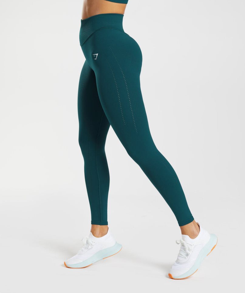 Women's Gymshark Sweat Seamless Sculpt Leggings Turquoise | CA N618D7